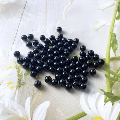 Miniatura 3 de 300 cuentas redondas de acrílico pastel, cuentas espaciadoras de plástico de color caramelo para bricolaje, collares, pulseras, aretes, joyería Negro