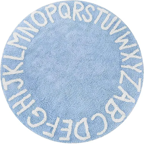 blue page ABC - Alfombra para habitación de niños, alfombra circular para bebé, niño y niña