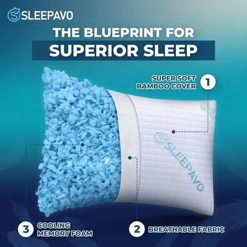 Miniatura 3 de Almohada ajustable de espuma viscoelástica triturada tamaño Queen – Rayón suave o firme derivado de la almohada de bambú para dormir de lado