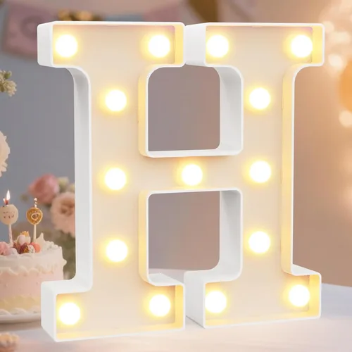 Miniatura 79 de Pooqla Letras con luces LED de marquesina, letras decorativas iluminadas en blanco cálido y blanco frío, letras del alfabeto iluminadas para niños