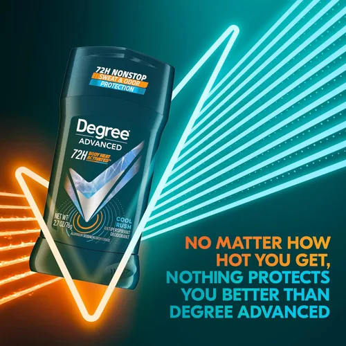 Miniatura 5 de Degree Desodorante antitranspirante para hombre, Cool Rush, 12 unidades, 72 horas, protección contra el sudor y el olor, antitranspirante