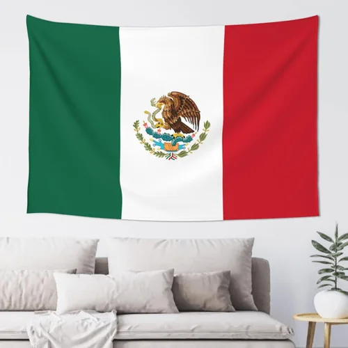 Miniatura 27 de JUHIOPOI Tapiz de pared con bandera de México, arte nocturno mexicano para decoración de pared lateral de dormitorio, (60 x 40 pulgadas)