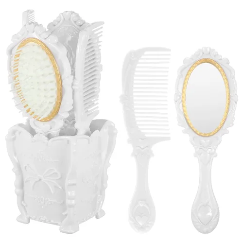 minkissy Juego de cepillos de pelo decorativos de salón con soporte de almacenamiento, cepillo de paleta desenredante para mujeres, hombres y niños,