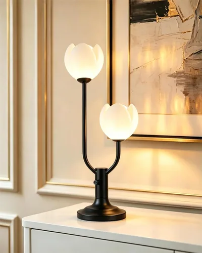 Miniatura 17 de Lightdot Lámpara de Mesa de Flores Doradas para Dormitorio, 2 Cabezas Florales 3000K Luz Blanca Cálida Regulable Lámparas de Mesita de Noche