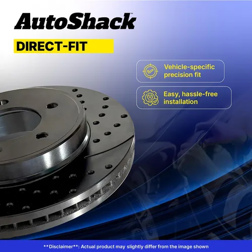 Miniatura 5 de AutoShack 10.87" (276 mm) Rotores de freno delanteros ventilados, perforados y ranurados con revestimiento E, reemplazo con acabado negro, juego