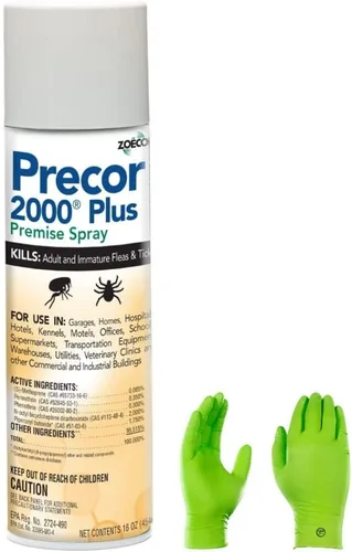 Precor 2000 Plus Premise Spray con guantes protectores USA Supply y tarjeta de identificación de plagas, evita la acumulación de pulgas durante 7