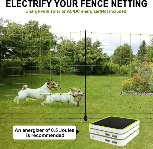 Miniatura 4 de TMEE Red eléctrica para valla de ganado para cabra con 14 postes de doble pincho, malla portátil para ovejas, ciervos, cerdos, perros en patios