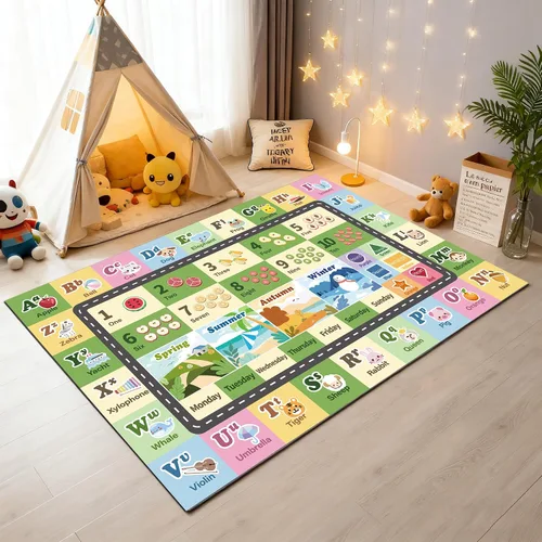 Miniatura 15 de Alfombra ABC infantil para sala de juegos, alfombra del alfabeto para el aula, alfombra lavable para habitación de bebé, sala de juegos, dormitorio