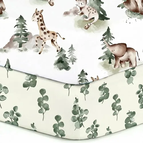 Pack n Play Sheets, BROLEX 2 Pack Mini Crib Sheets,Stretchy Portable Fitted Playard Sheet Set, Convertible Playard Mattress Cover,Ultra Soft