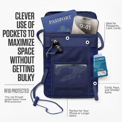 Miniatura 10 de Venture 4th bolsa de cuello de viaje con traba RFID, gris), V4-01-NP-GR