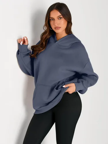 Miniatura 50 de Trendy Queen - Sudaderas extragrandes con capucha para mujer, suéteres de manga larga, sin botones, de vellón, de otoño, ropa de invierno