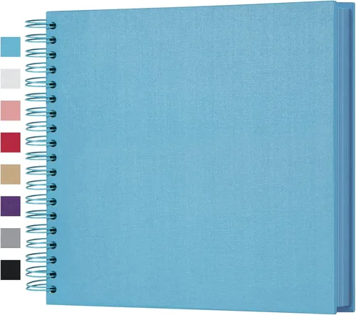 potricher Álbum de fotos DIY de 10 x 10 pulgadas, 80 páginas, papel kraft grueso, color azul, libro de recuerdos para bodas y aniversarios