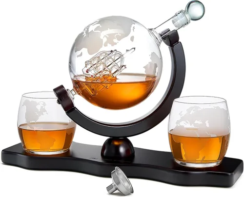 Miniatura 11 de Juego de decantador de whisky con globo giratorio y 2 vasos para whisky grabados - Regalos para hombres, papá, aniversario, cumpleaños, inauguración