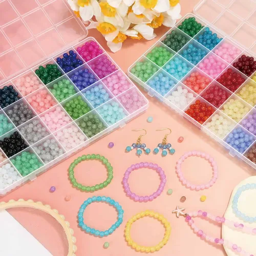 Miniatura 2 de PAXCOO 3200 cuentas de vidrio de 0.236 pulgadas para hacer joyas, cuentas de vidrio de 56 colores para hacer pulseras, kit de pulseras de cuentas