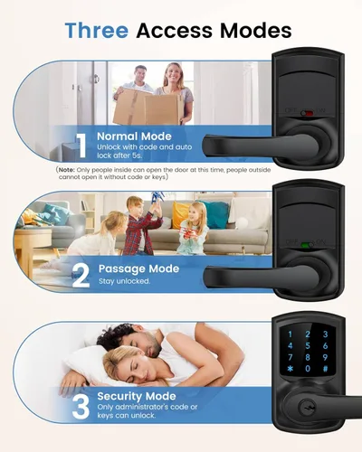 Miniatura 3 de Hidalife Cerradura de puerta de entrada sin llave, cerraduras inteligentes para puerta delantera, perilla de puerta con teclado con asa, pantalla