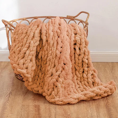 Miniatura 32 de WESHIONGOO Manta de Punto Grueso Throw 40"*40" (101.6cm*101.6cm) Mantas de Punto para Sofá Cama Manta Suave Esponjosa con Hilo Chenille Jumbo Grueso