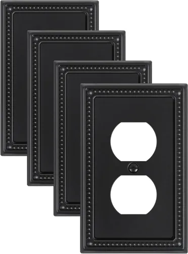 Miniatura 152 de Paquete de 4 placas de cubierta para interruptor de luz de palanca individual, cubiertas decorativas de perlas, placa de pared de metal almendra