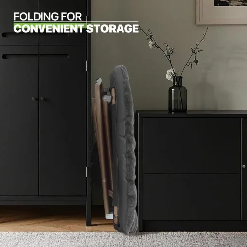 Miniatura 5 de Magshion Silla plegable tipo platillo para adultos con otomana, silla de lectura circular para dormitorio, sala de estar y residencia estudiantil