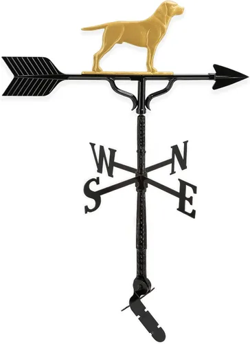 Miniatura 8 de Montague Metal Products Veleta de lujo de 32 pulgadas con adorno de Retriever negro satinado