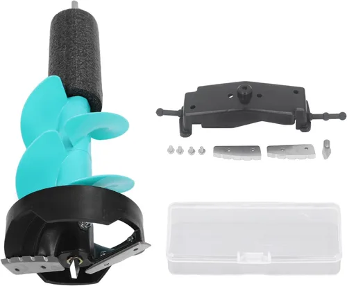 Miniatura 10 de Garosa Taladro de mano de taladro de hielo de 8 pulgadas de diámetro, taladro de nailon de 17.7 pulgadas de largo para pesca en hielo, excavadora