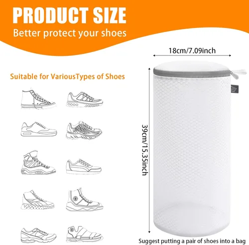 Miniatura 2 de Kimmama Bolsa para lavadora de zapatos, bolsa de malla para ropa sucia para tenis, calzado, entrenadores, zapatillas, material de red de nido