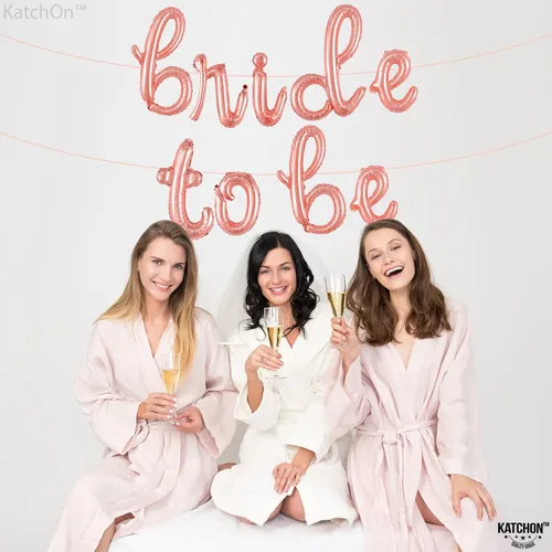 Miniatura 2 de KatchOn, Globos de oro rosa con texto en inglés "Bride To Be", 16 pulgadas, globos de despedida de soltera para decoraciones de despedida