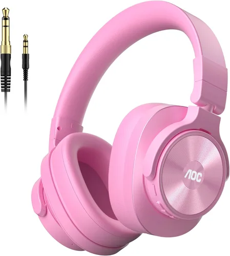 Miniatura 9 de AOC Auriculares con cable, auriculares con monitor de estudio de DJ sobre la oreja con tiempo de reproducción de 72 horas, conector de 0.138