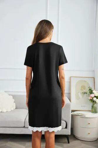 Miniatura 4 de Ekouaer Camisones a rayas con botones para mujer, camisones de manga corta