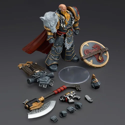 Miniatura 8 de JOYTOY 1/18 Warhammer 40,000 Figura de acción Space WolvesLegion Praetor con hacha de poder y escudo de combate, colección modelo 15 años + regalo