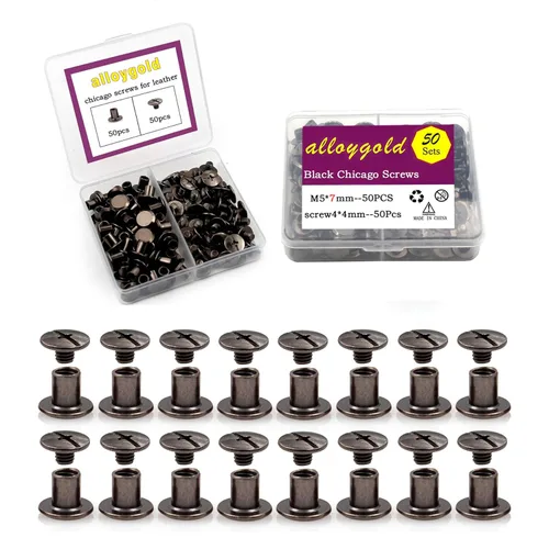 Miniatura 12 de 50 Juegos M5*6 Negro Pistola Kit de Tornillos Chicago Remaches de Cuero Tornillos Remaches Chicago Botones de Tornillos DIY Acabado de Cuero