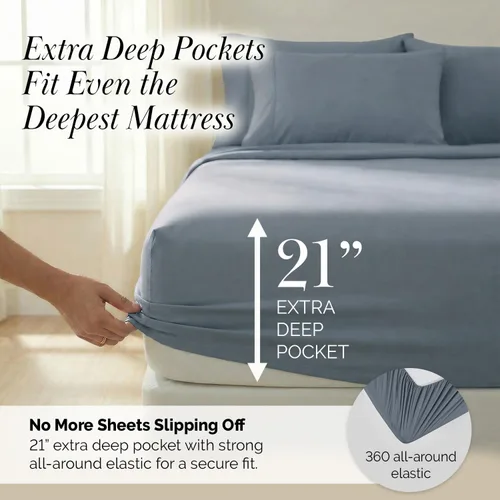 Miniatura 141 de Southshore Fine Living, Inc. Juego de 7 piezas de sábanas King divididas para cama ajustable, juego de sábanas King divididas con bolsillo de 21