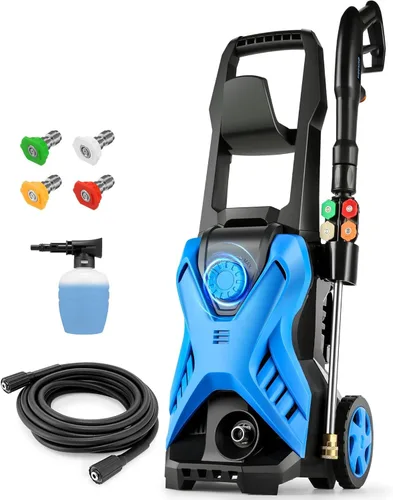 Miniatura 9 de Lavadora a presión eléctrica, lavadora de alta potencia de 2.8 GPM, presión ajustable 2500PSI-5000PSI con carrete de manguera de extensión de 33