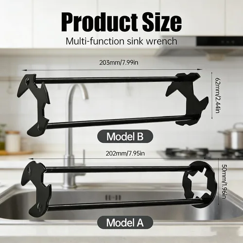Miniatura 2 de Llave de fregadero multifuncional, llave de fregadero mejorada 2026, herramienta de fontanería, llave de grifo para fregadero debajo del lavabo