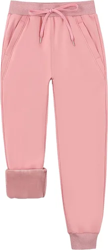 Miniatura 31 de MOUEEY Pantalones deportivos súper cálidos con forro de sherpa para mujer, pantalones deportivos de forro polar con bolsillos con cremallera