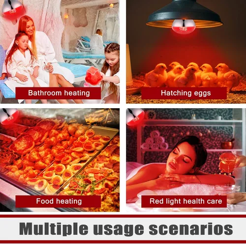 Miniatura 4 de VIHOSE Paquete de 4 lámparas de calor de 125 W, 120 V, R40, bombillas incandescentes de vidrio, bombillas de calefacción incandescentes para re