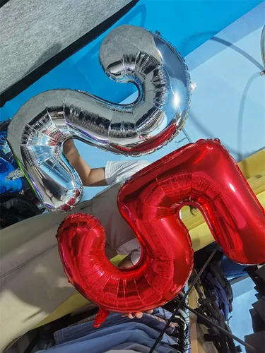 Miniatura 6 de Globos rojos de 32 pulgadas con el número 1 de aluminio para decoración de fiesta de cumpleaños (globo rojo número 1)