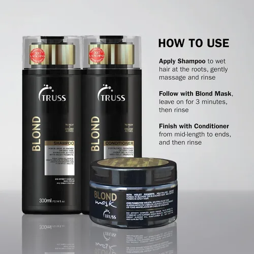 Miniatura 4 de TRUSS Mascarilla rubia – Mascarilla capilar para cabello rubio, decolorado y gris – Promueve la hidratación adicional y neutraliza tonos naranjas