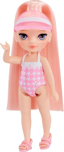 Miniatura 3 de Rainbow High Littles Pool Day Playset + muñeca pequeña (rosa 5.5 pulgadas), piscina con tobogán arcoíris, accesorios, soporte para batidos, regalo