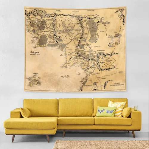 IMZEUSYEP Tapiz retro medio con mapa de la tierra, vintage, para colgar en la pared, tapices decorativos de pared, decoración de pared duradera,