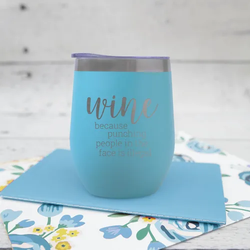 Miniatura 4 de Canopy Street Snarky People - Vaso de acero inoxidable de 12 onzas, vaso de metal azul brillante / divertido vaso de vino grabado