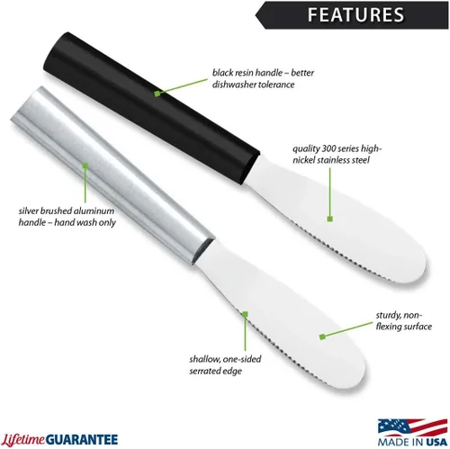 Miniatura 2 de Rada Cuchillo esparcidor de cubiertos – Hoja dentada de acero inoxidable y mango de resina de acero negro fabricado en los Estados Unidos