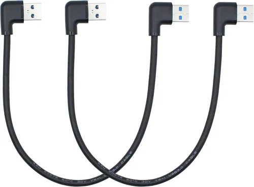 Cable de extensión USB 3.0 corto de 90 grados de 1 pie, ángulo recto USB 3.0 tipo A macho a macho cable de carga y transferencia de datos para disco