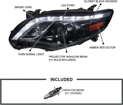 Miniatura 3 de Corolla R8 Estilo LED DRL faros de proyector, Gris