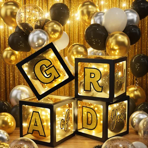 Miniatura 3 de Decoraciones de graduación 2026: juego de 86 piezas de suministros de decoración para fiesta de graduación, incluye cuerdas de luz LED, cajas
