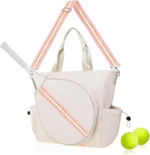 Miniatura 17 de Bolsa de tenis para mujer, bolsa de raqueta elegante, mochila unisex para deportes de raqueta, bolsa de pickleball convertible para hombro, correa