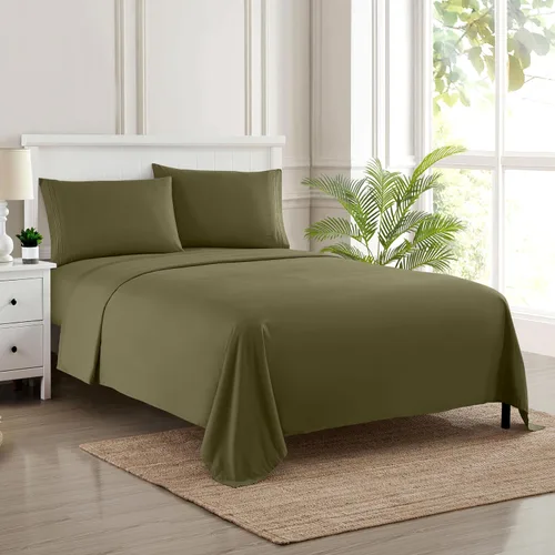 Miniatura 23 de Juego de sábanas de 1800 hilos – Sábanas de microfibra cepillada suave de calidad egipcia – Juego de ropa de cama de lujo con sábana encimera