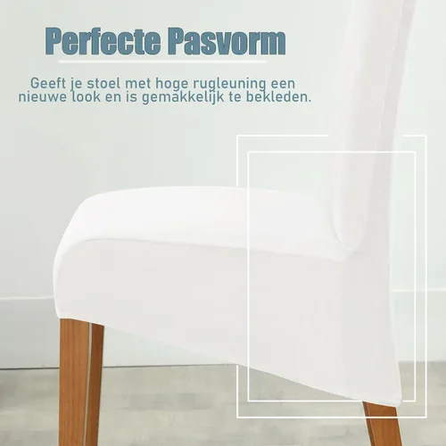 Miniatura 6 de Funda de terciopelo para silla de comedor, funda elástica para sillas grandes, fundas para sillas de respaldo alto (Bianco, paquete de 1)