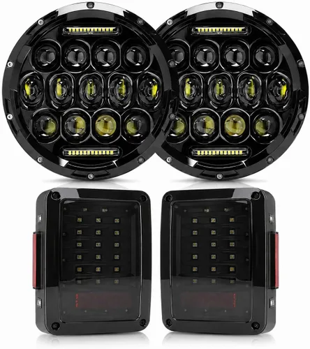 Miniatura 11 de JHLion - Faros delanteros LED de Jeep Wrangler, 7 pulgadas para Jeep Wrangler JK/TJ/LJ 1997-2020, 150W, faros redondos LED aprobados por DOT, 500%