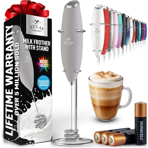 Miniatura 69 de Zulay Kitchen Espumador de leche de mano con pilas Duracell AA – Mezclador eléctrico ultrarrápido y creador de espuma, mezclador de bebidas fácil