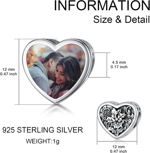 Miniatura 6 de PEIMKO Dije personalizado de plata de ley con diseño de corazón de flor de nacimiento y corazón de flor de nacimiento pulsera de serpiente regalo